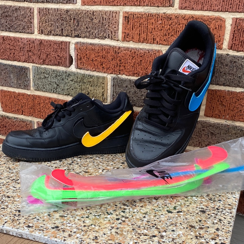 Nike  Air Force 1 retro Black Sneakers with Vibrant Swooshes